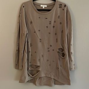 Distressed Sweatshirt Tunic